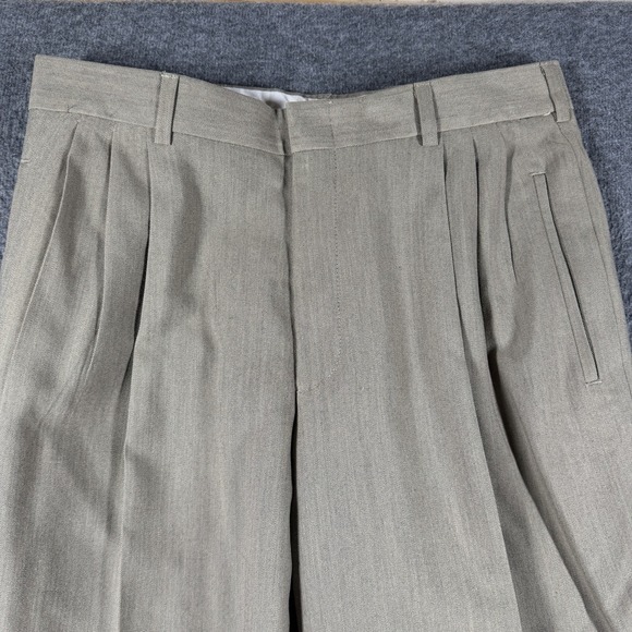 Vintage Savane Triple Pleat Pants Mens 33X30 Brown Cuffed - Picture 2 of 12